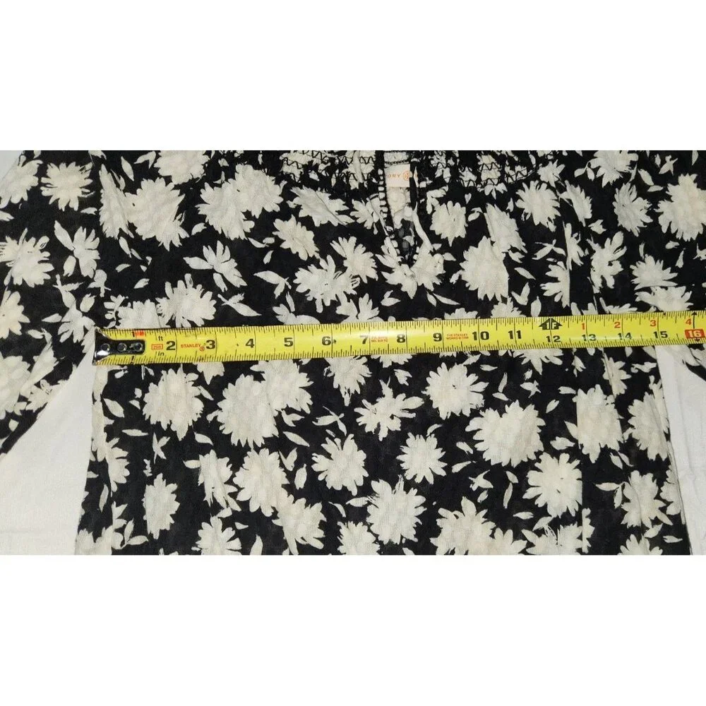 Tory Burch Black & White Floral‎ Print Blouse XS